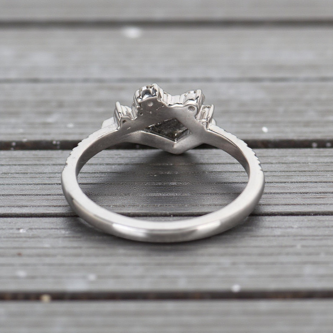 Salt and Pepper Diamond Ring, 14K Gold Engagement Ring, Natural Kite Gray Diamond Ring, Gift for Her