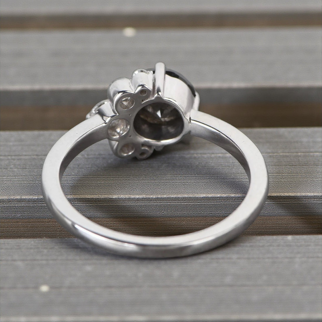 Salt and Pepper Diamond Ring, 14K Gold Engagement Ring, Natural Round Gray Diamond Ring, Handmade Gift for Her