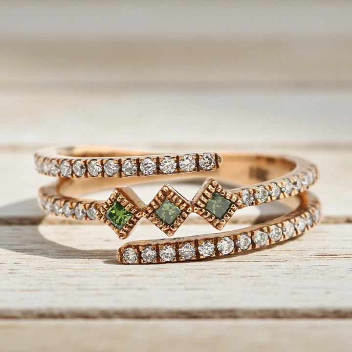 Princess Diamond Ring, 14K Gold Engagement Ring, Natural Round Diamond Ring, Gift for Her