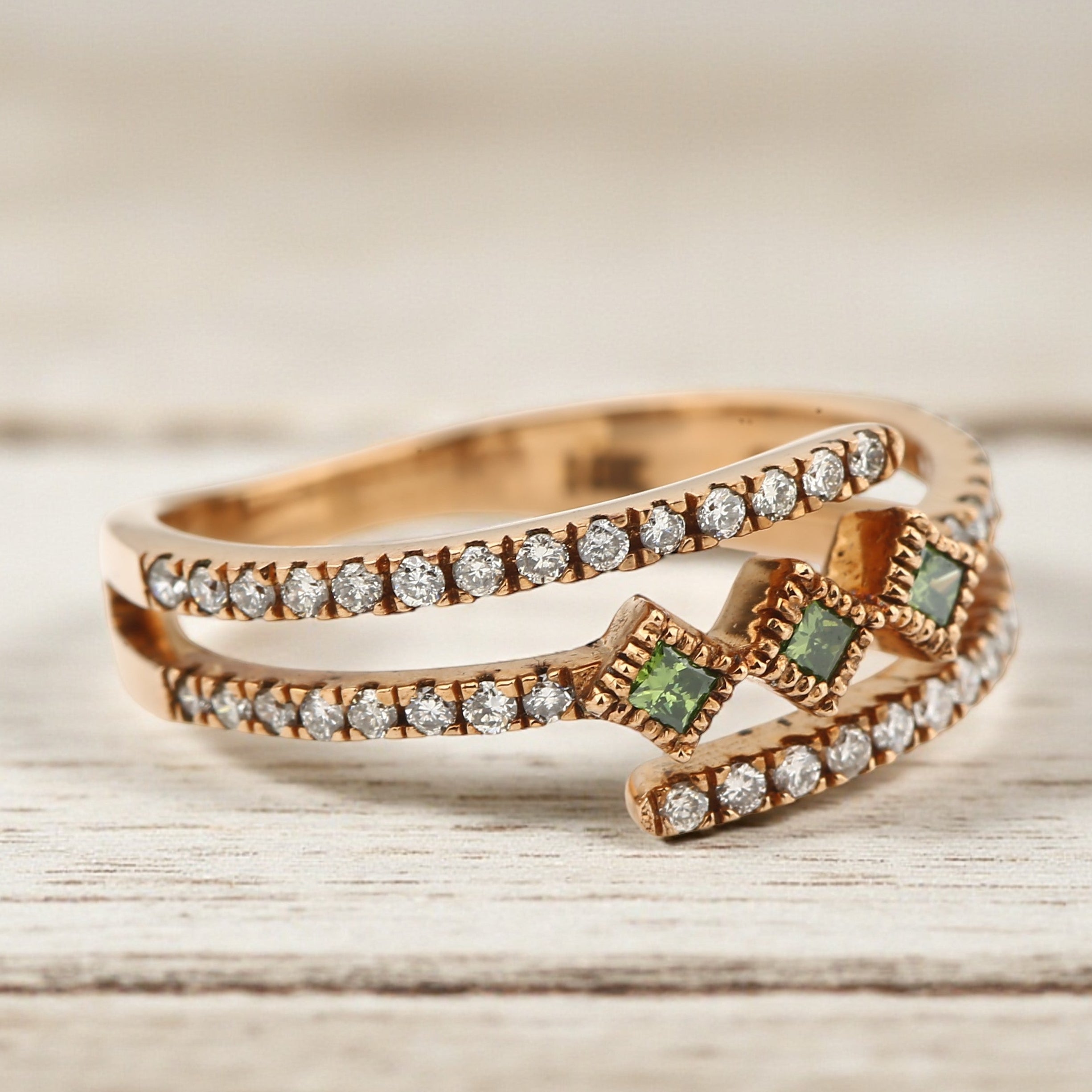 Princess Diamond Ring, 14K Gold Engagement Ring, Natural Round Diamond Ring, Gift for Her