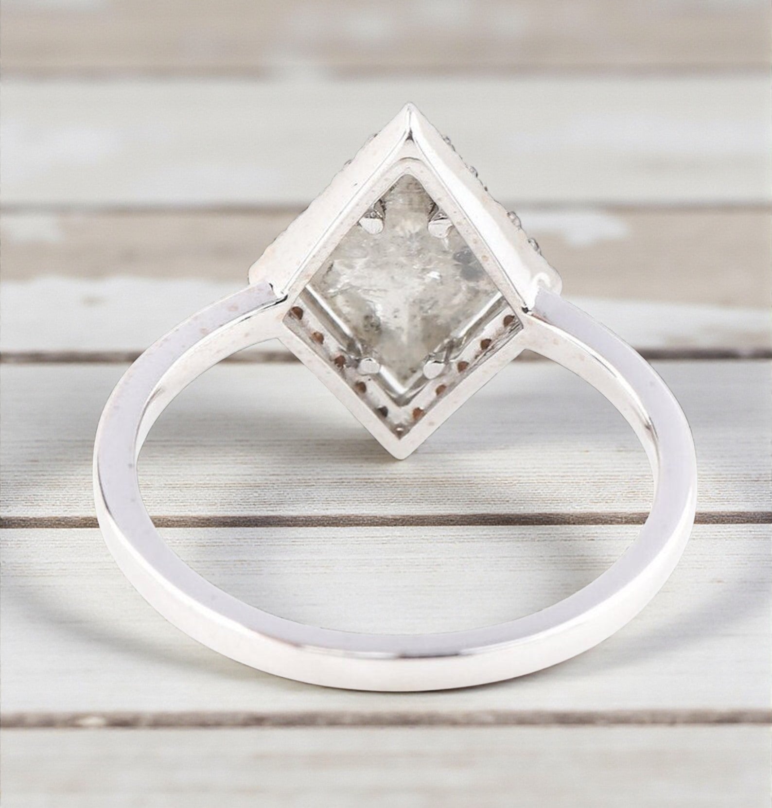 2.07 Ct Salt and Pepper Diamond Ring, 14K Gold Engagement Ring, Natural Gray Shiled Diamond Halo Ring, Gift for Her
