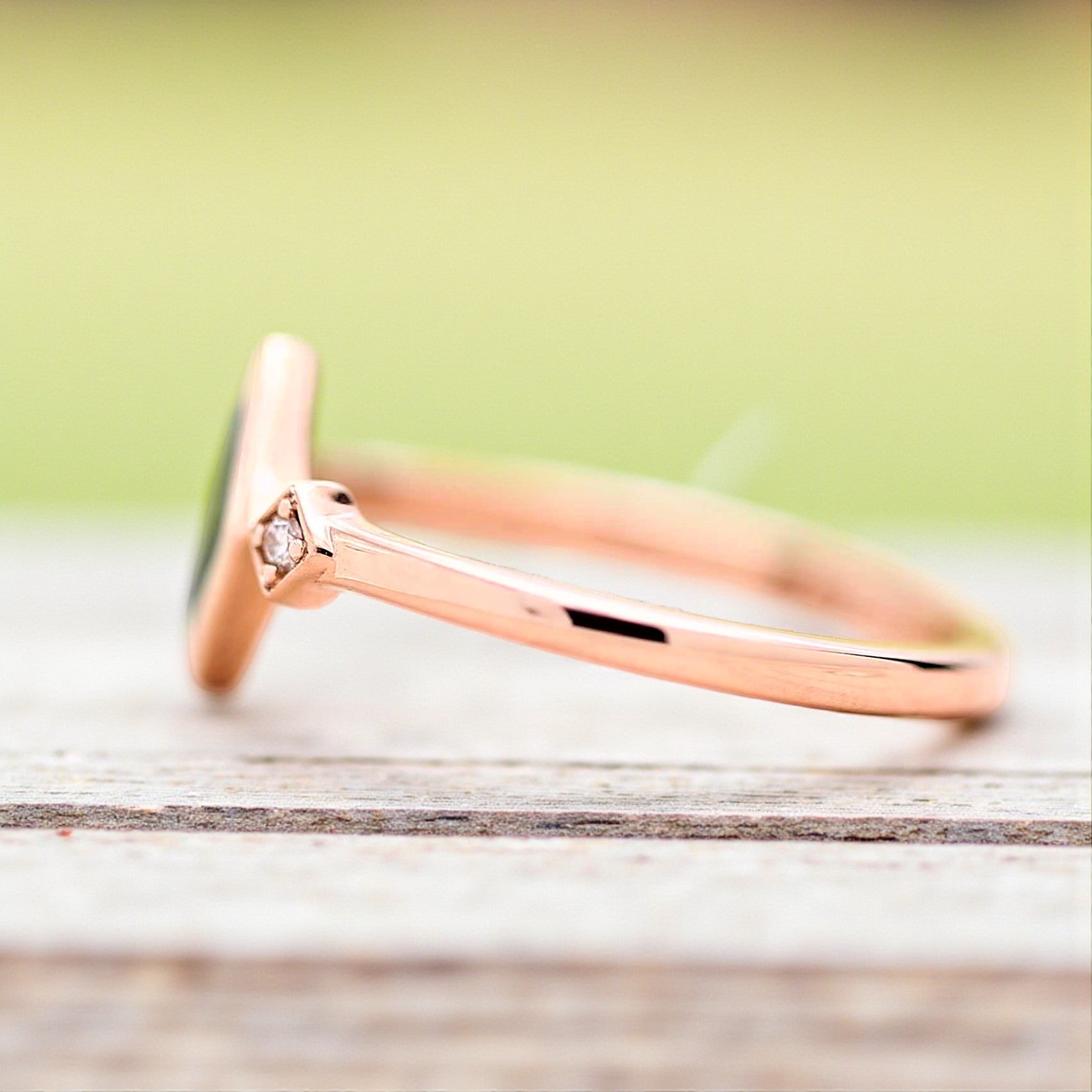 Black Diamond Ring 14K Gold Wedding Ring, Natural Shield Diamond Ring, Gift for Her