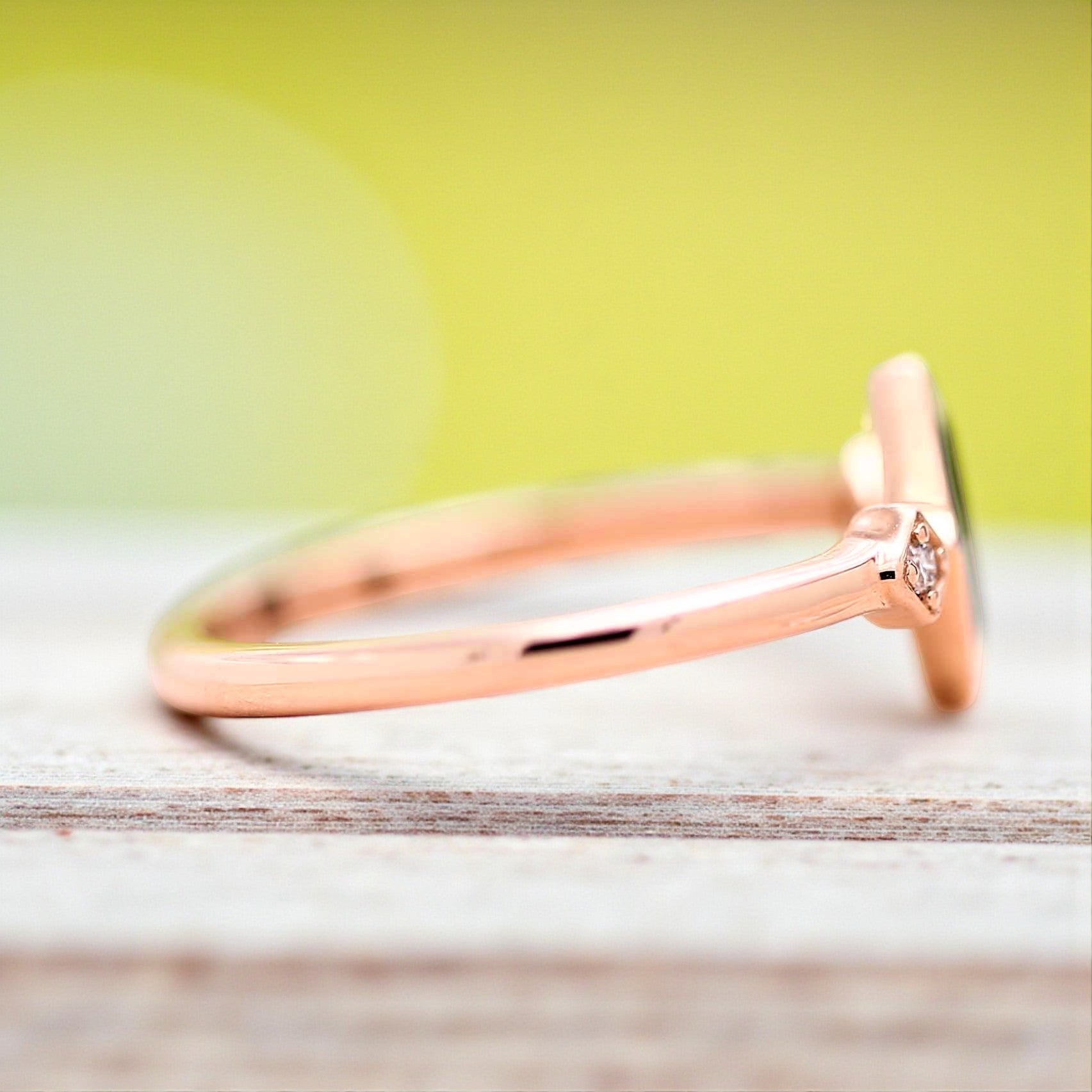 Black Diamond Ring 14K Gold Wedding Ring, Natural Shield Diamond Ring, Gift for Her