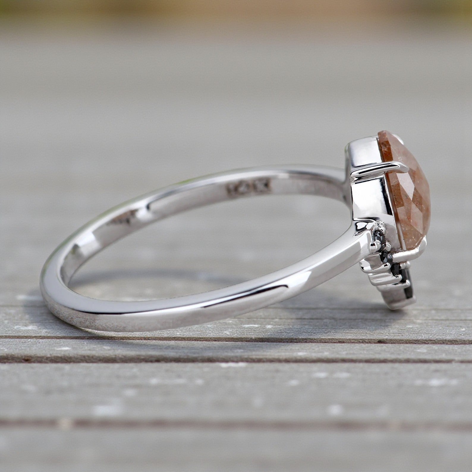 Orange Diamond Ring 14K Gold Engagement Ring, Natural Pear Diamond Ring, Gift for Her