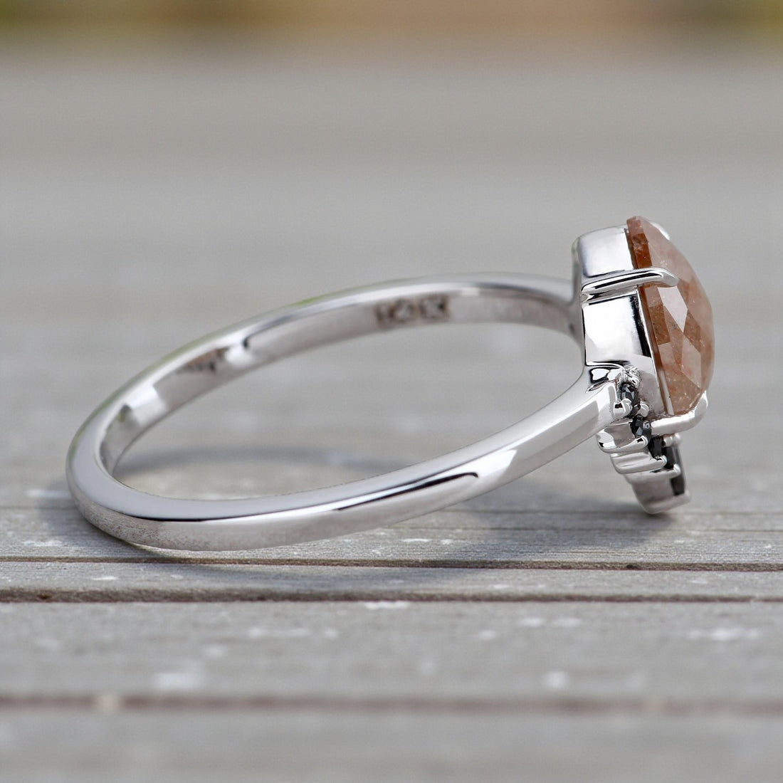 Orange Diamond Ring 14K Gold Engagement Ring, Natural Pear Diamond Ring, Gift for Her