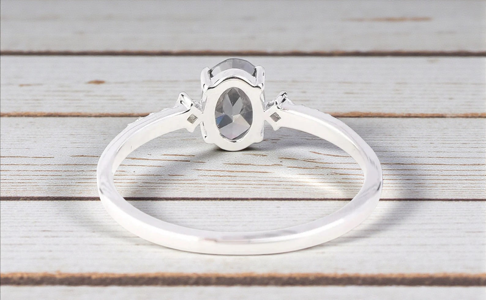 Salt and Pepper Diamond Ring, 14k Gold Engagement Ring, Natural Oval Gray Diamond Ring, Gift for Her