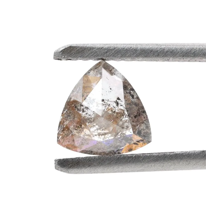 0.91 Ct Salt and Pepper Diamond, Natural Gray Trillion Loose Diamonds for Engagement Ring