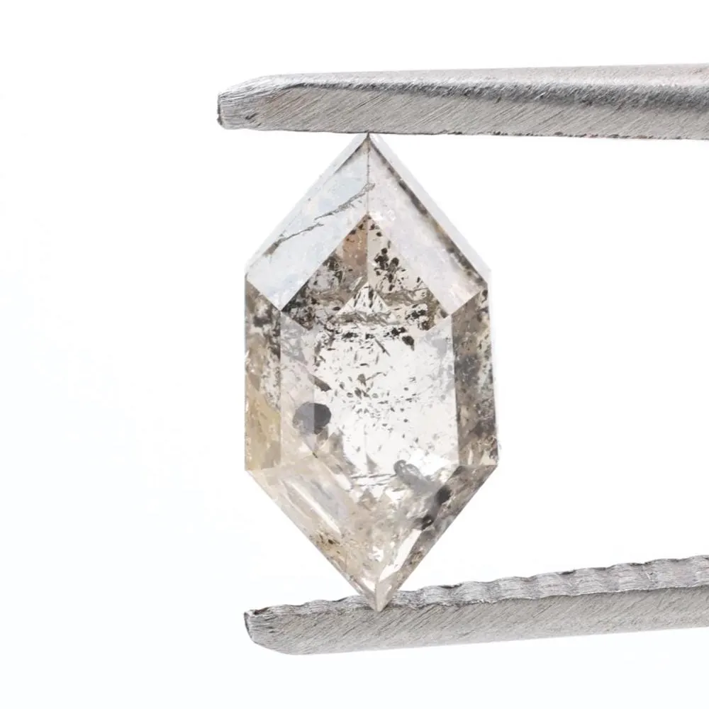 0.55 Ct Salt and Pepper Diamond, Natural Gray Hexagon Cut Loose Diamonds for Engagement Ring