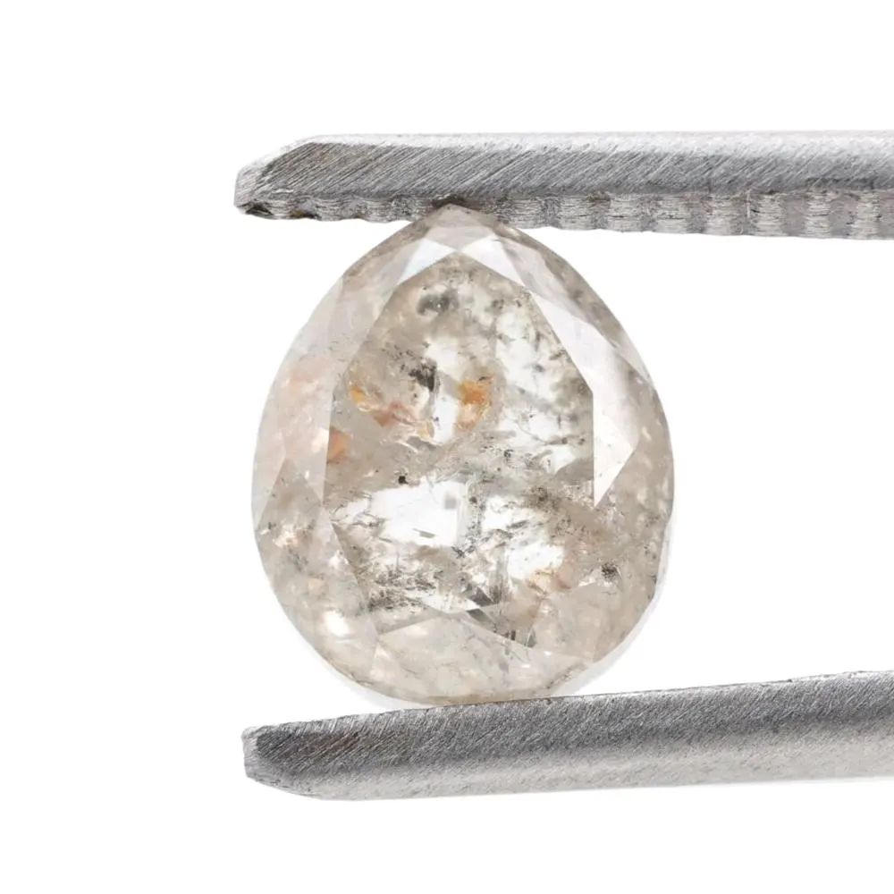 2.24 Ct Salt and Pepper Diamond, Natural Gray Color Pear Cut Loose Diamonds for Engagement Ring