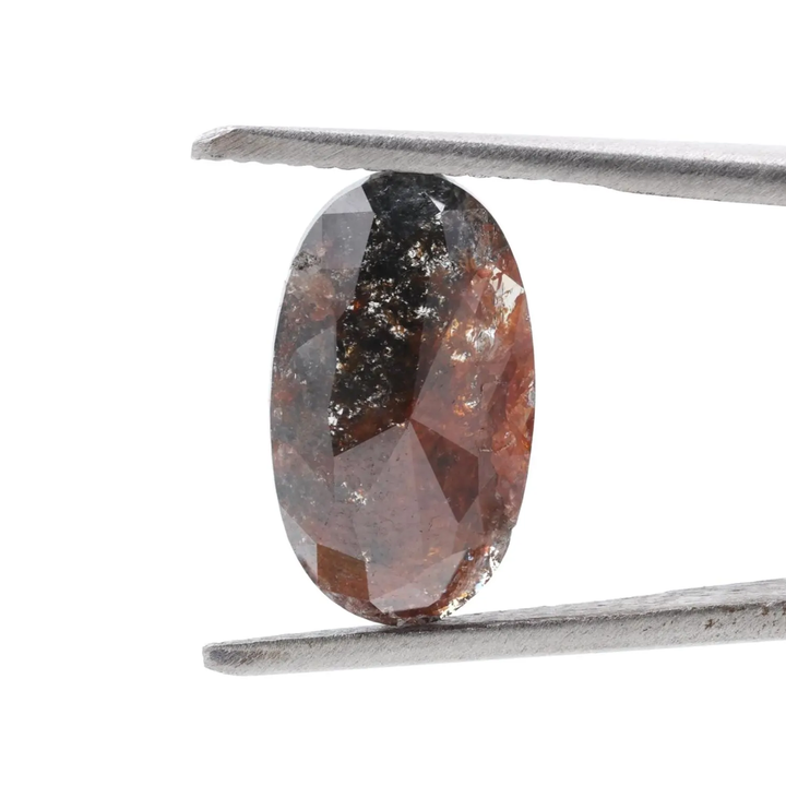 3.07 Ct Salt and Pepper Diamond, Natural Brown Color Oval Loose Diamonds for Minimalist Engagement Ring