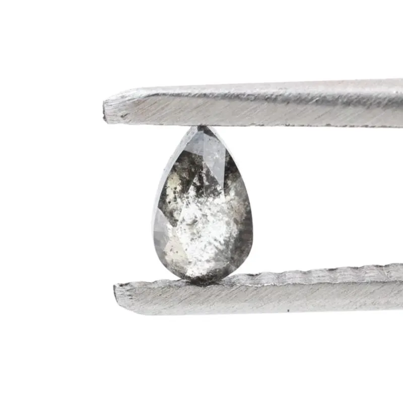 0.23 Ct Salt and Pepper Diamond, Natural Gray Color Pear Cut Loose Diamonds for Wedding Ring