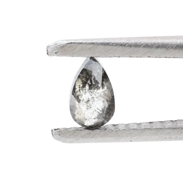 0.23 Ct Salt and Pepper Diamond, Natural Gray Color Pear Cut Loose Diamonds for Wedding Ring