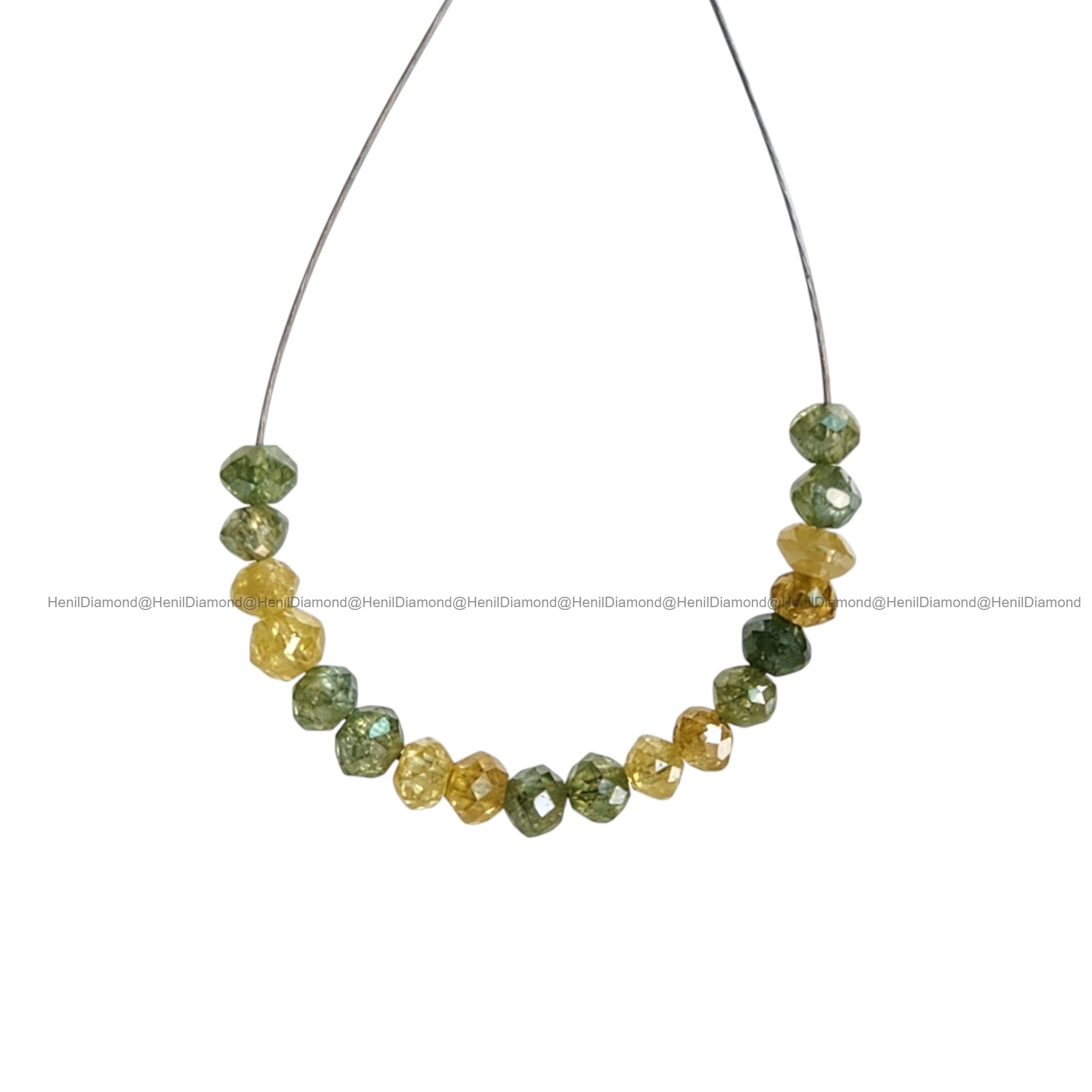 1.04 Ct Lot 1.50 to 2.00 MM Natural Yellow Green Polished Round Loose Diamonds Beads wt Drilled Hole for Bracelet