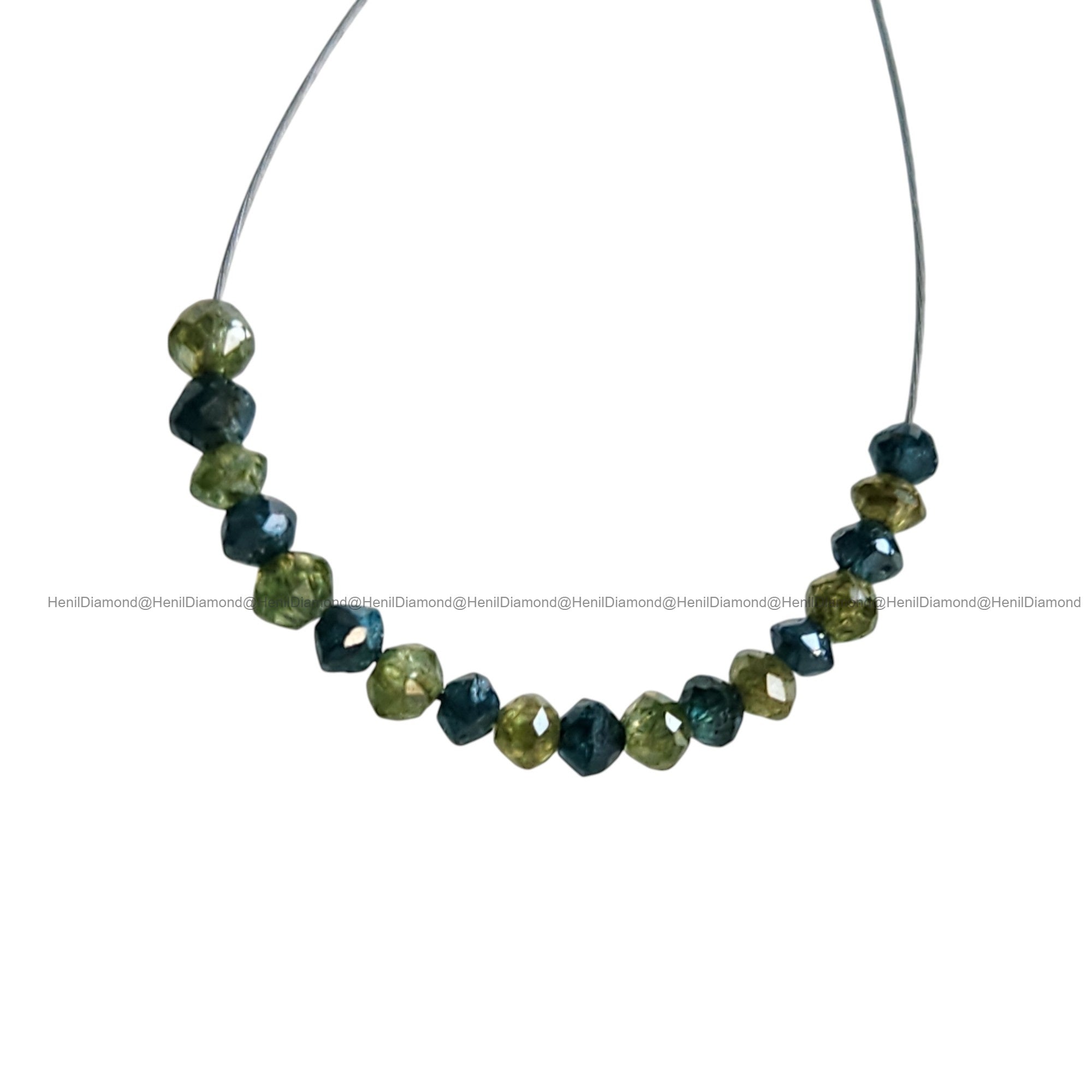 1.06 Ct Lot 1.50 to 2.00 MM Natural Green Blue Polished Round Loose Diamonds Beads wt Drilled Hole for Strand