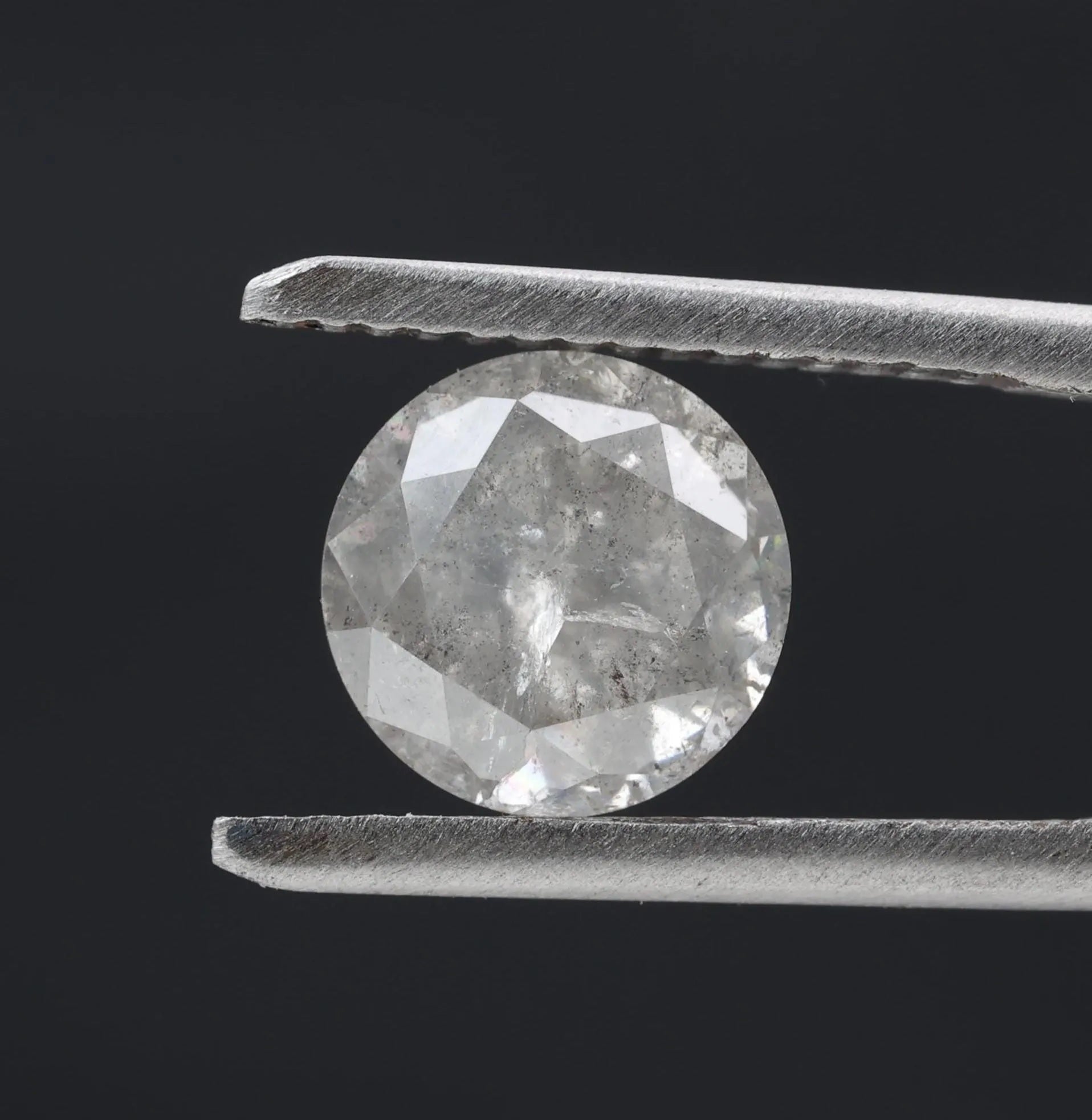 2.18 Carat Salt and Pepper Diamond, Natural Gray Round Loose Diamonds for Minimalist Engagement Ring