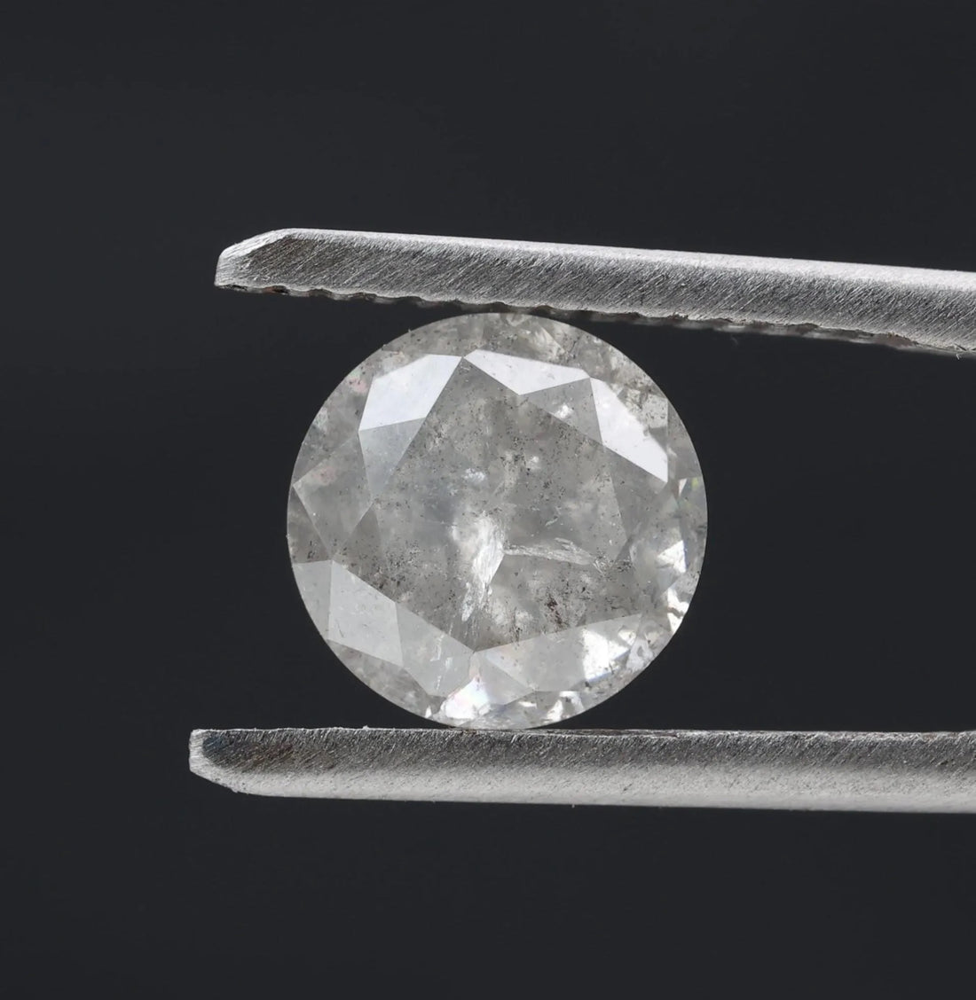 2.18 Carat Salt and Pepper Diamond, Natural Gray Round Loose Diamonds for Minimalist Engagement Ring