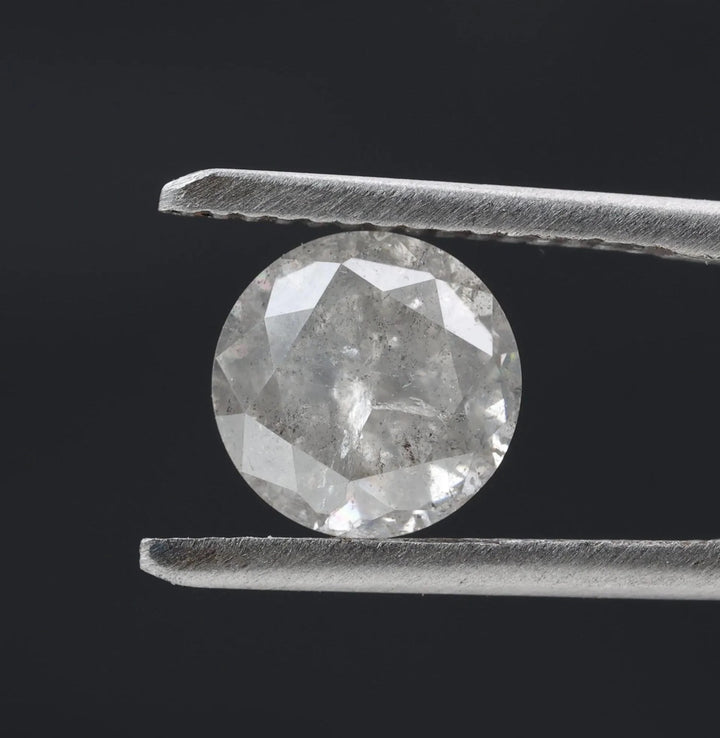 2.18 Carat Salt and Pepper Diamond, Natural Gray Round Loose Diamonds for Minimalist Engagement Ring