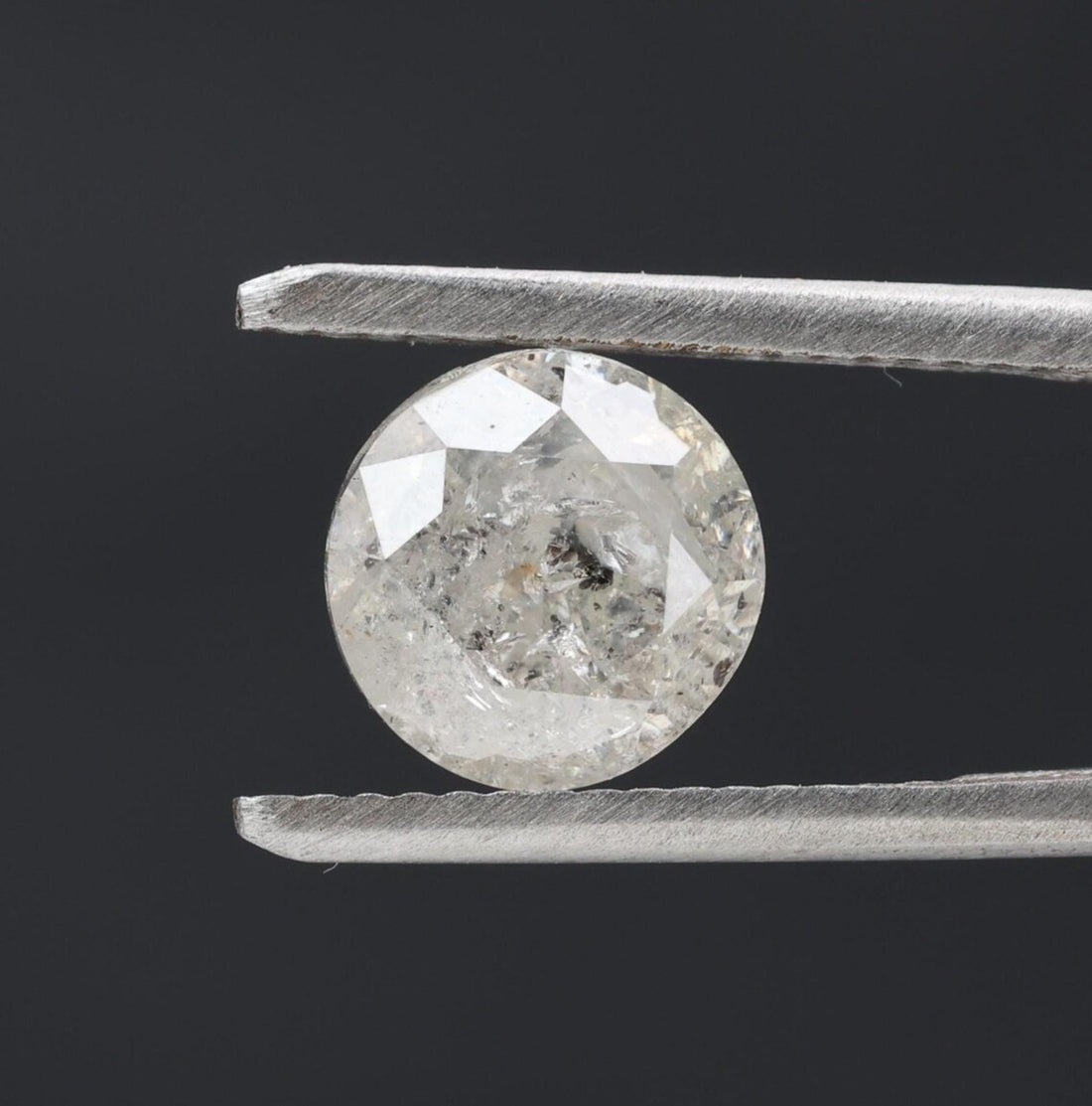 2.25 Carat Salt and Pepper Diamond, Natural Gray Round Loose Diamonds for Minimalist Engagement Ring