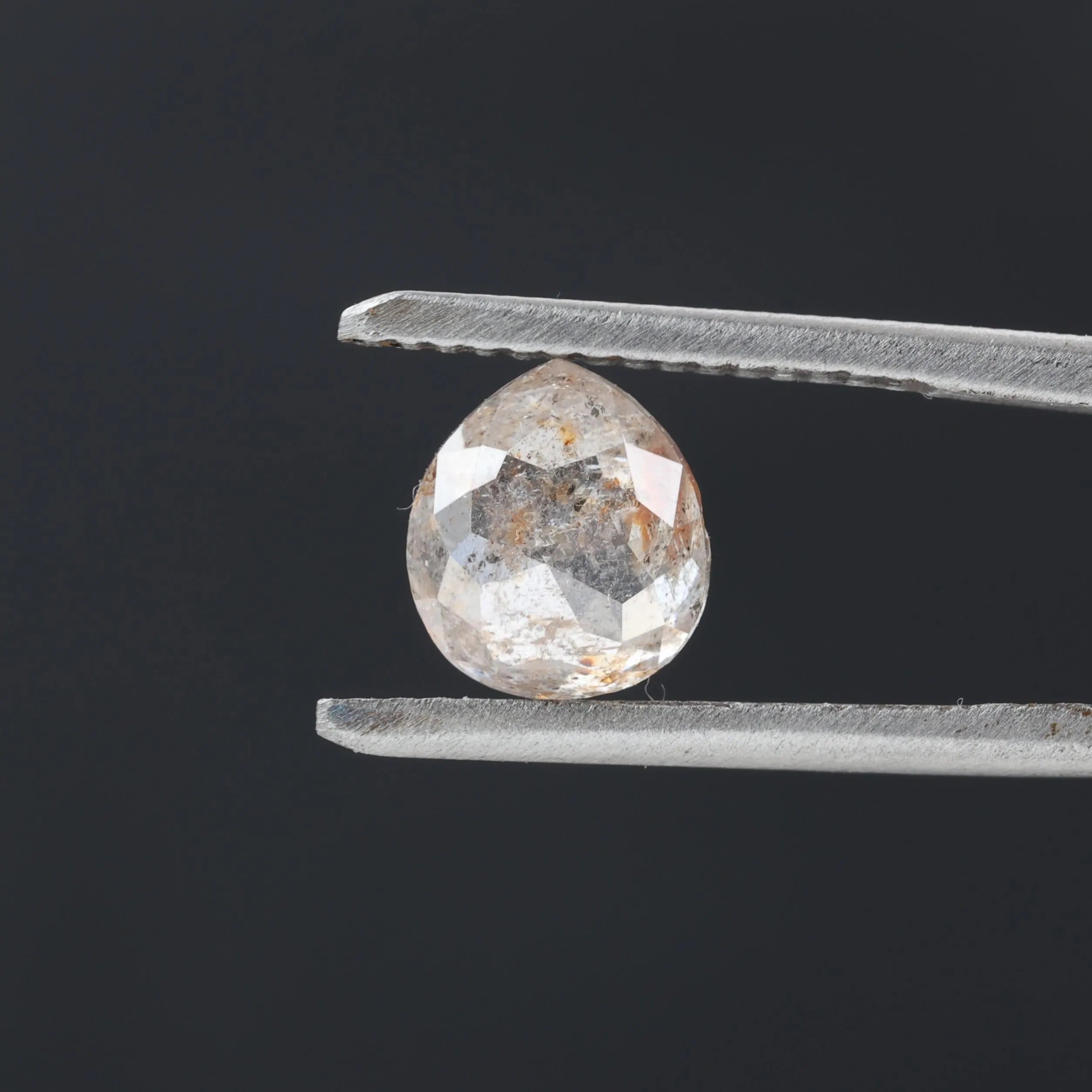 1.47 Ct Salt and Pepper Diamond, Natural Gray Pear Cut Loose Diamonds for Engagement Ring