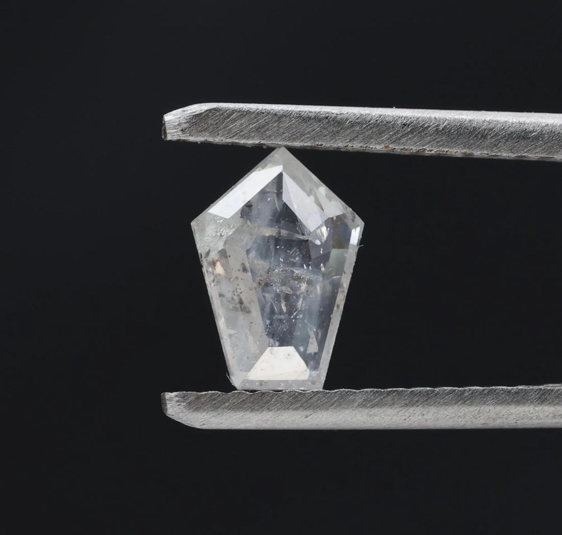 0.55 Carat Salt and Pepper Diamond, Natural Gray Shield Loose Diamonds for Minimalist Engagement Ring
