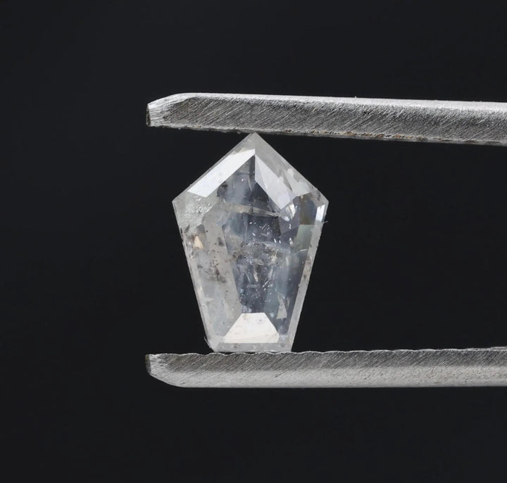 0.55 Carat Salt and Pepper Diamond, Natural Gray Shield Loose Diamonds for Minimalist Engagement Ring