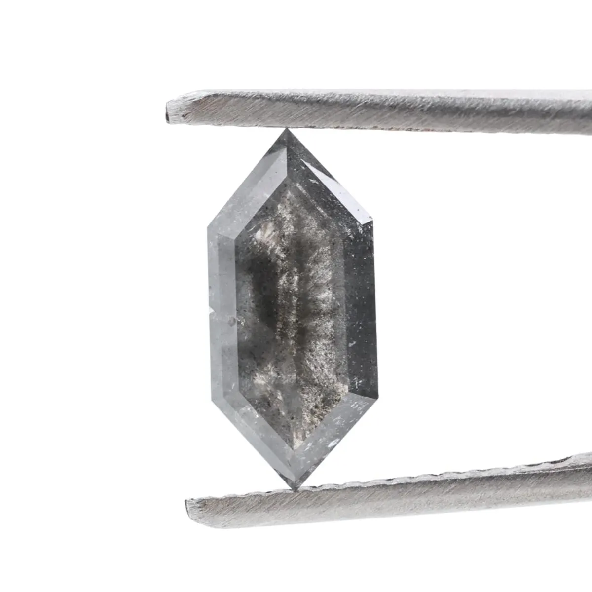 1.17 Ct Salt and Pepper Diamond, Natural Gray Color Hexagon Cut Loose Diamonds for Engagement Ring