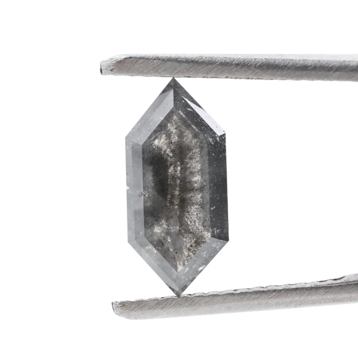 1.17 Ct Salt and Pepper Diamond, Natural Gray Color Hexagon Cut Loose Diamonds for Engagement Ring