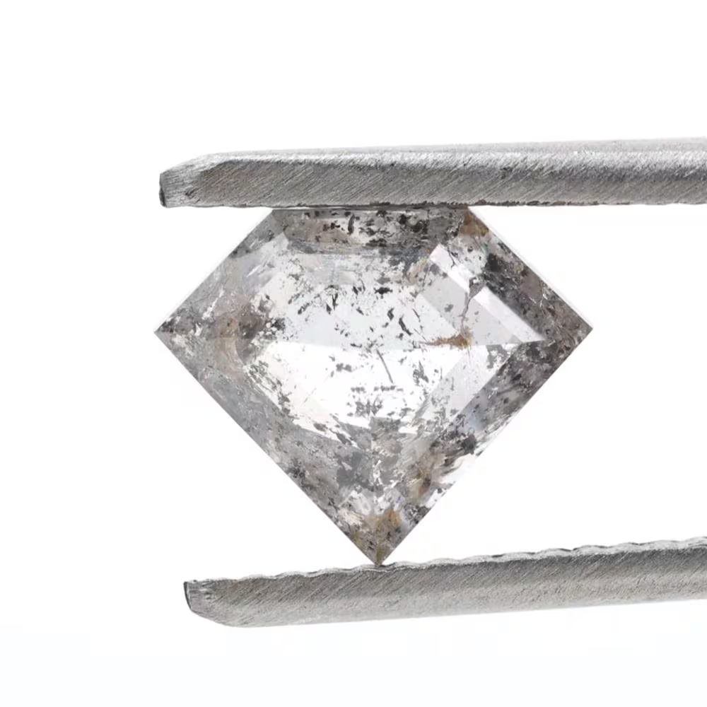 1.99 Ct Salt and Pepper Geomteric Diamond, Natural Gray Color Loose Diamonds for Wedding Ring