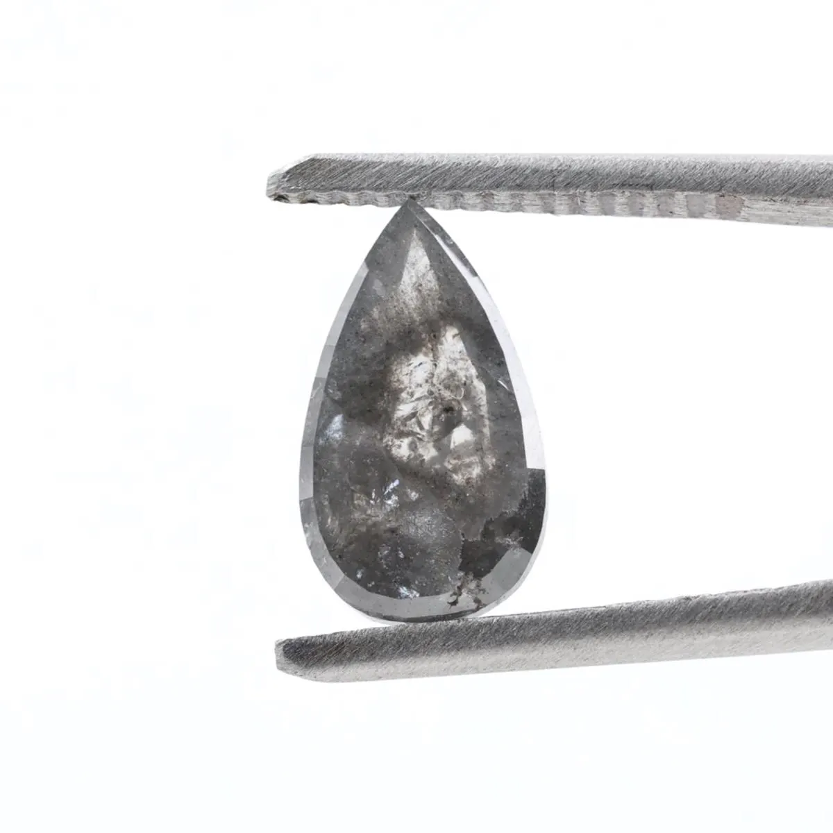 1.75 Ct Salt and Pepper Diamond, Natural Smokey Gray Color Pear Cut Loose Diamonds for Engagement Ring