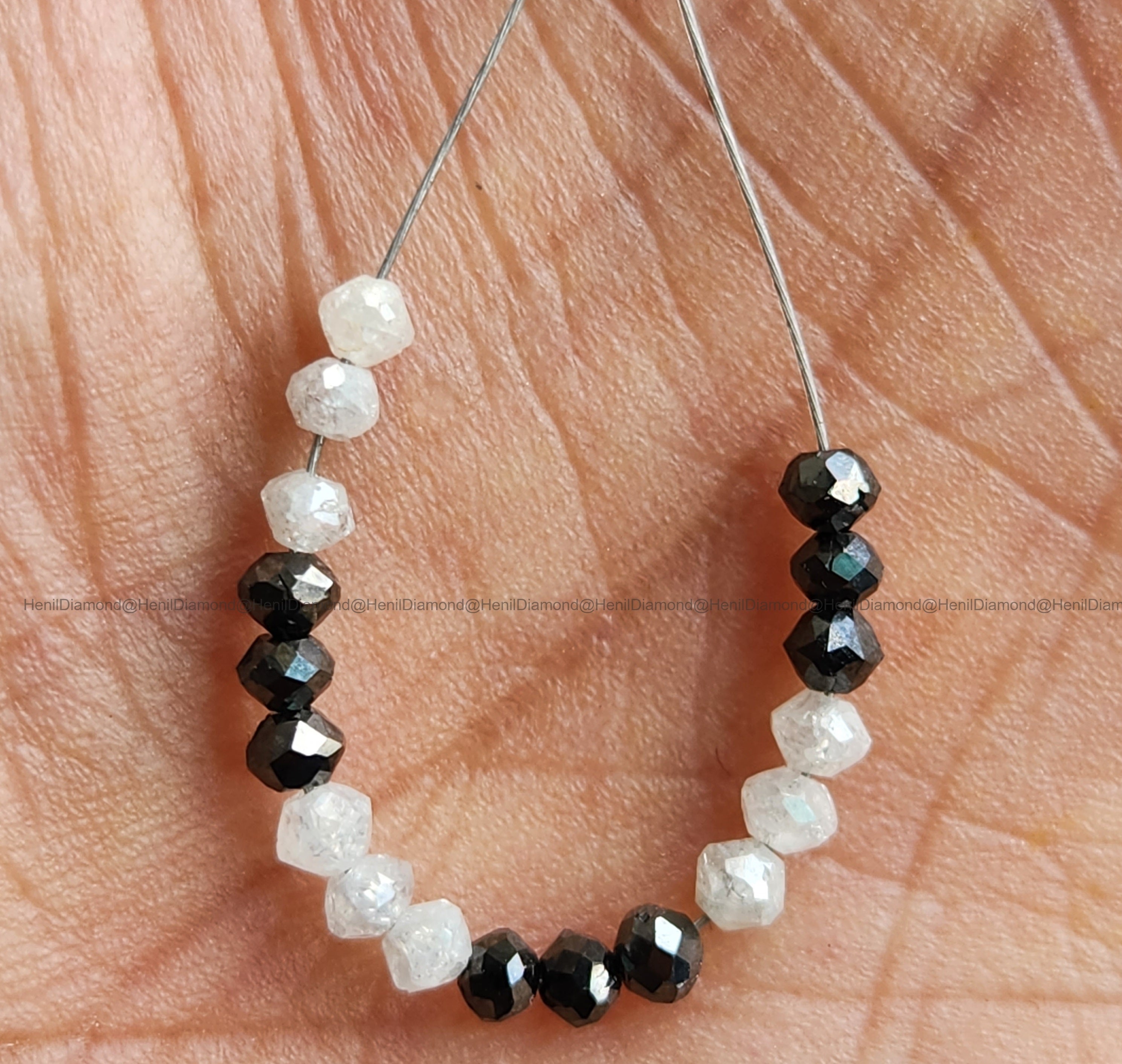 1.03 Ct Lot 1.50 to 2.00 MM Natural White Black Color Polished Round Loose Diamonds Beads wt Drilled Hole for Making Jewelry