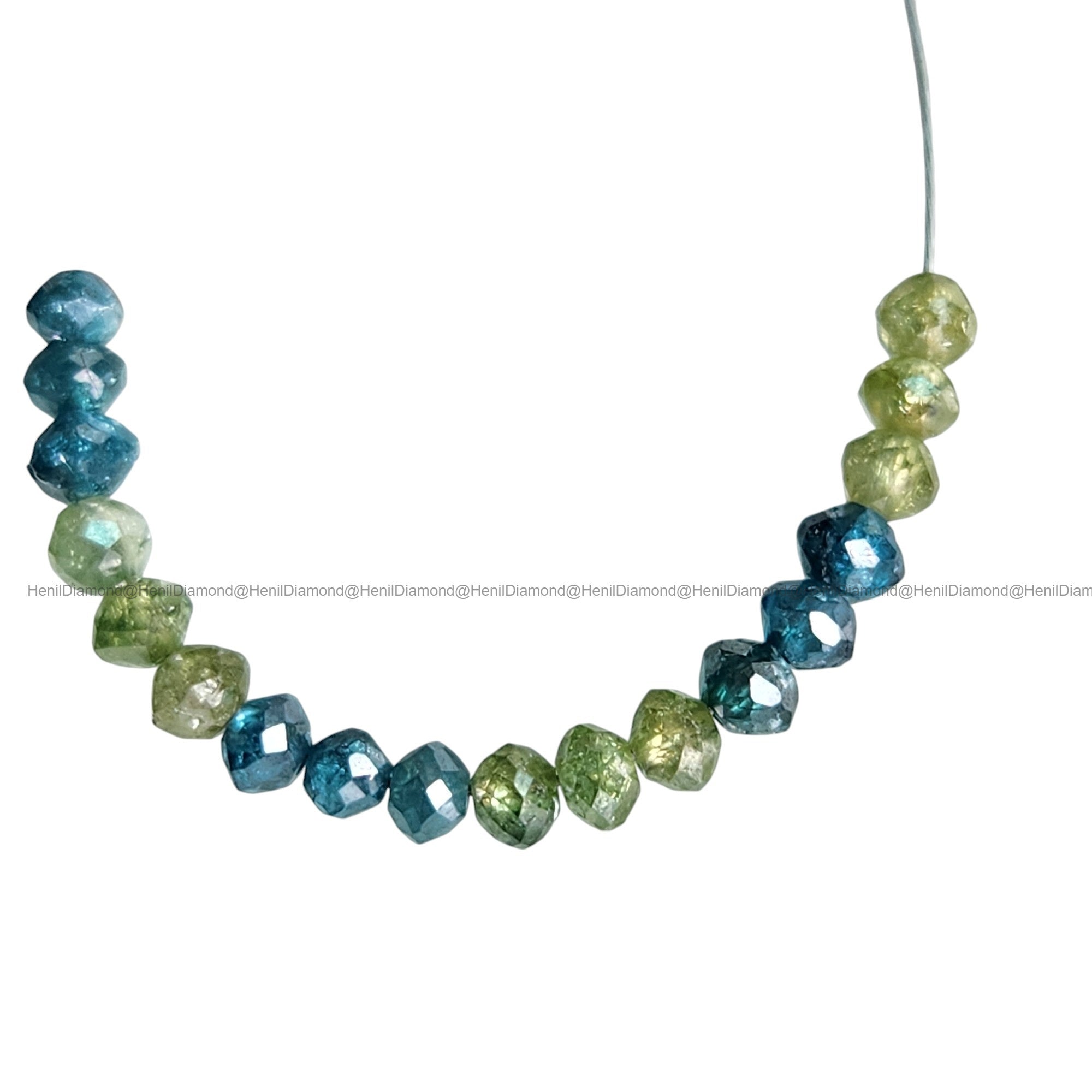 1.02 Ct Lot 1.50 to 2.00 MM Natural Blue Green Color Polished Round Loose Diamonds Beads wt Drilled Hole for Strand