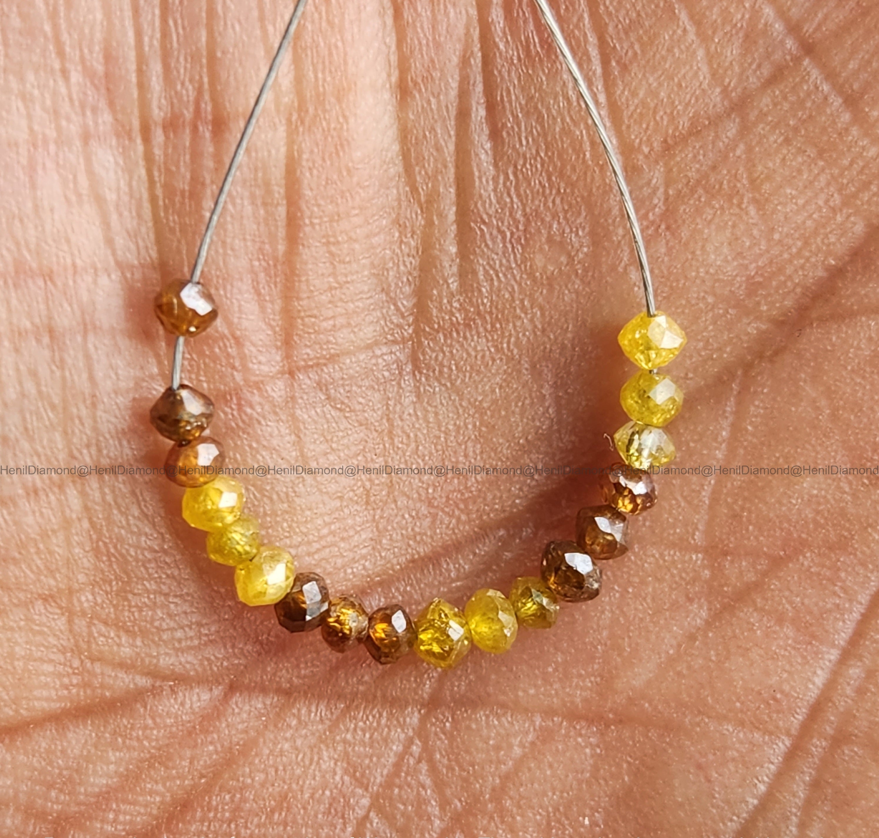 1.02 Ct Lot 1.50 to 2.00 MM Natural Yellow Red Color Polished Round Loose Diamonds Beads wt Drilled Hole for Chain