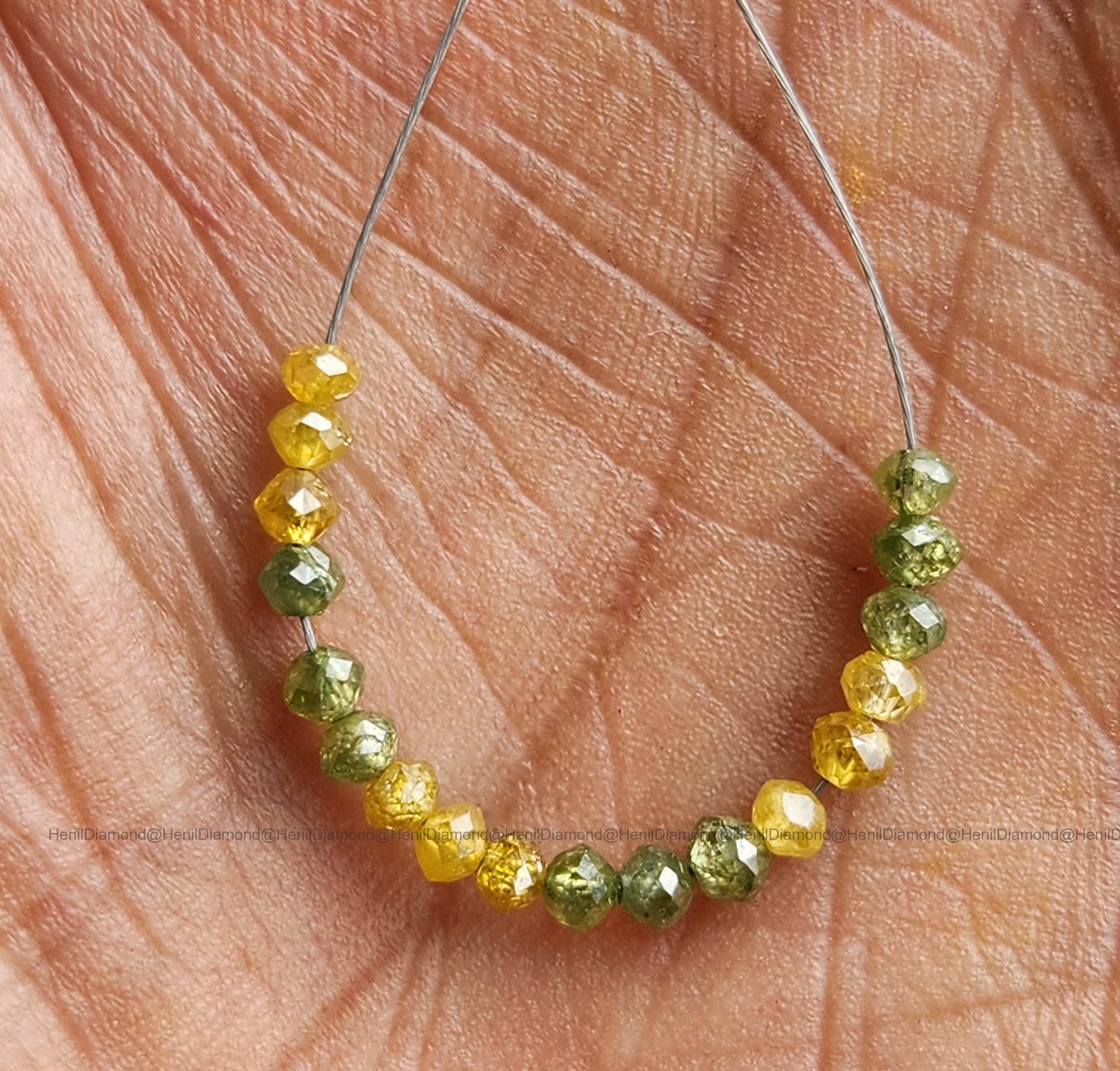 1.02 Ct Lot 1.50 to 2.00 MM Natural Green Yellow Polished Round Loose Diamonds Beads wt Drilled Hole for Jewelry
