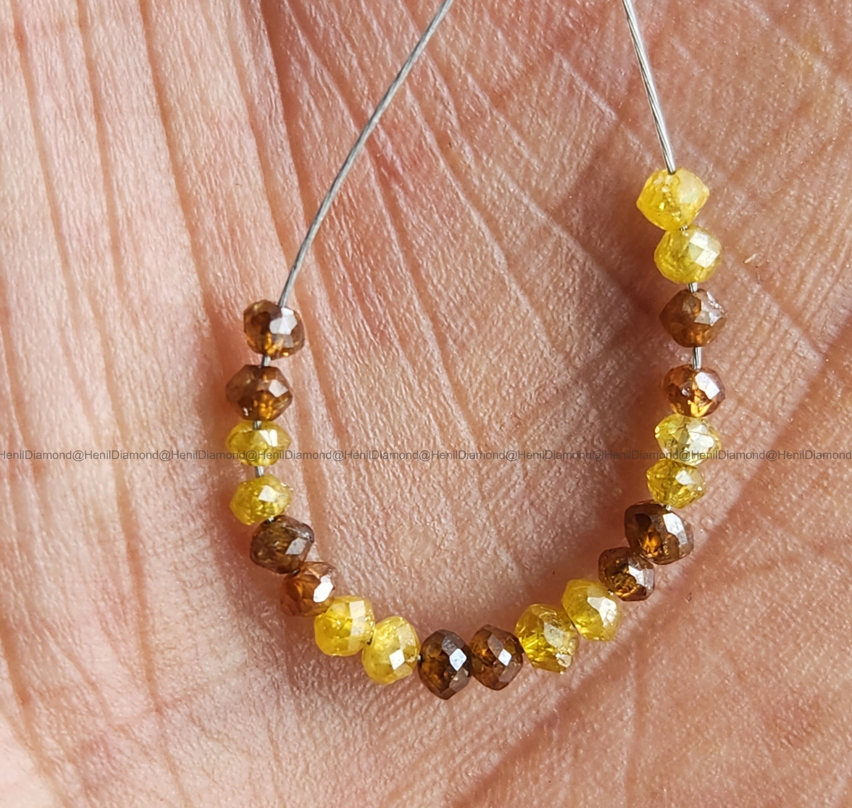 1.03 Ct Lot 1.50 to 2.00 MM Natural Red Yellow Color Polished Round Loose Diamonds Beads wt Drilled Hole for Jewelry