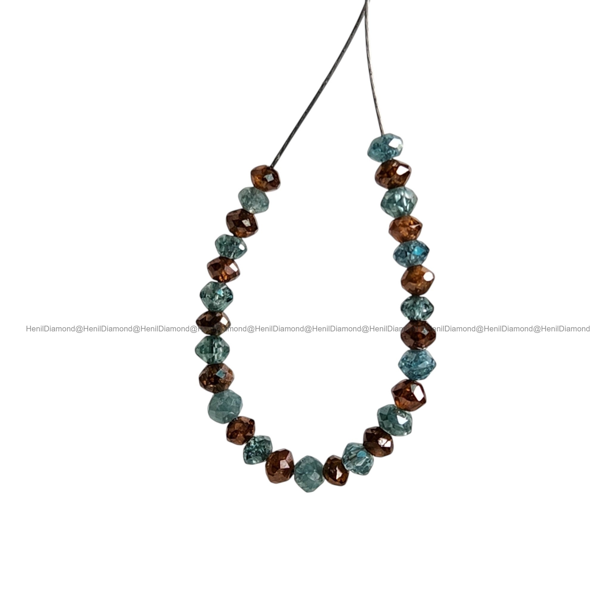 1.05 Ct Lot 1.50 to 2.00 MM Natural Blue Red Polished Round Loose Diamonds Beads wt Drilled Hole for Necklace