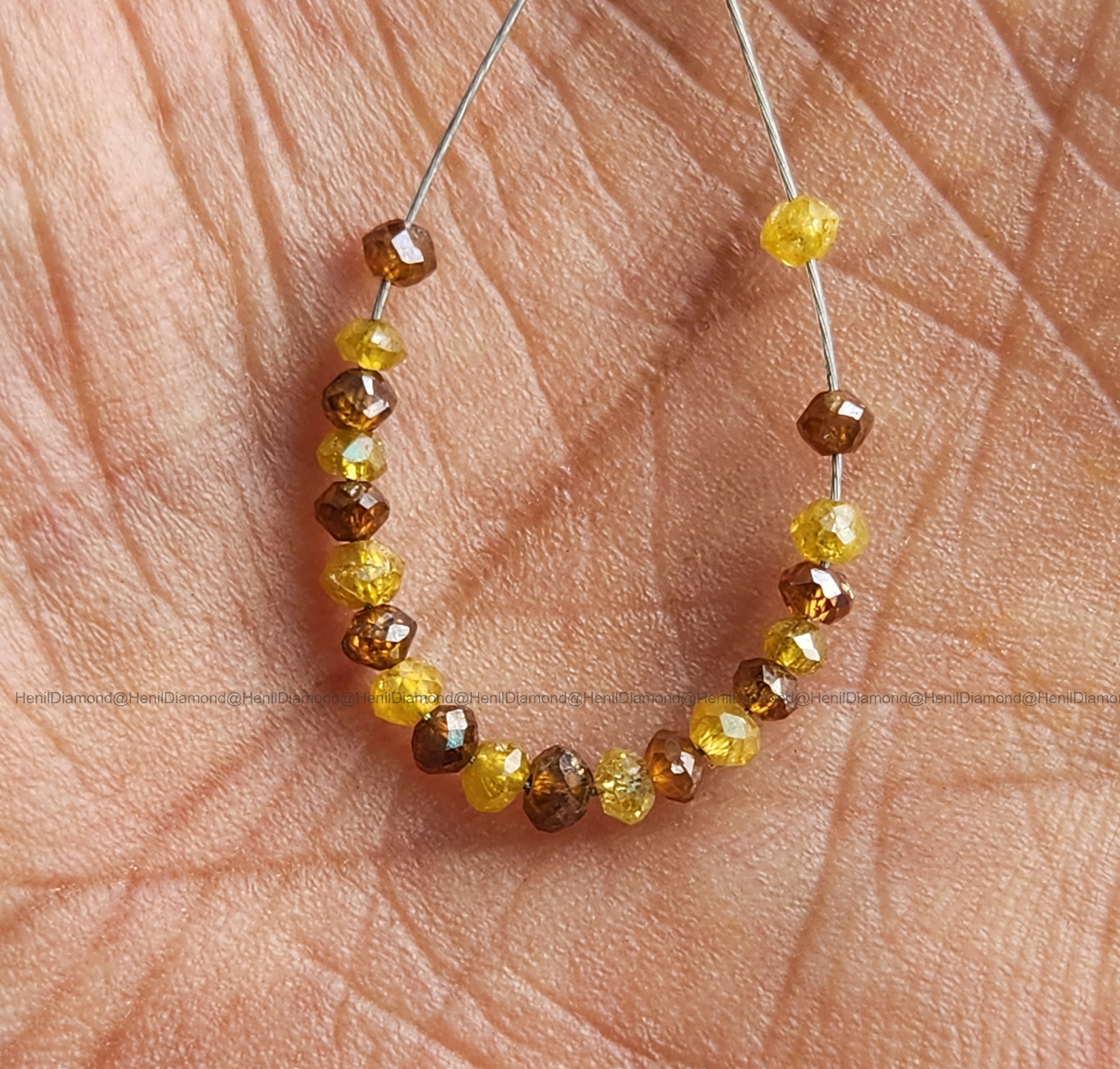 1.03 Ct Lot 1.50 to 2.00 MM Natural Yellow Red Color Polished Round Loose Diamonds Beads wt Drilled Hole for Strand