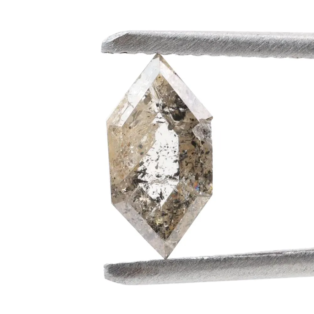 0.55 Ct Salt and Pepper Diamond, Natural Gray Hexagon Cut Loose Diamonds for Engagement Ring