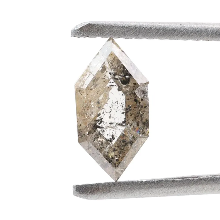 0.55 Ct Salt and Pepper Diamond, Natural Gray Hexagon Cut Loose Diamonds for Engagement Ring