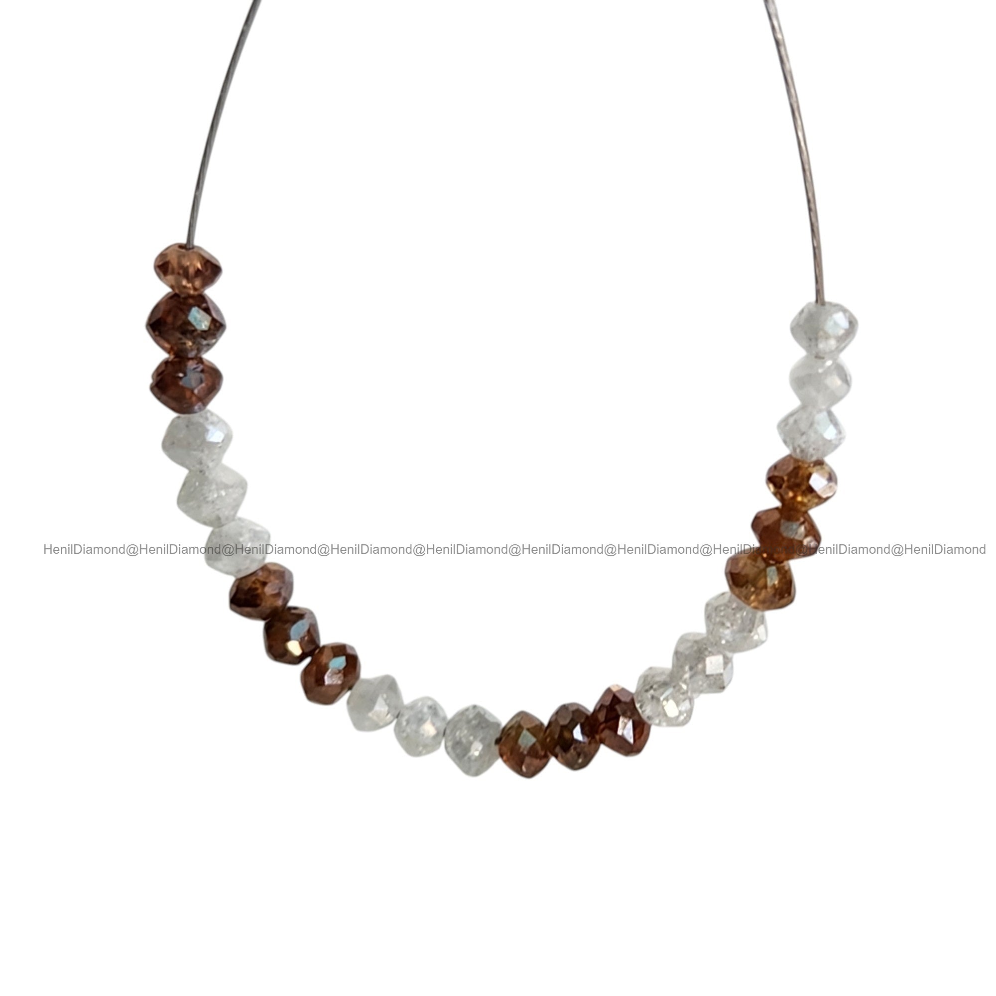 1.05 Ct Lot 1.50 to 2.00 MM Natural White Red Color Polished Round Loose Diamonds Beads wt Drilled Hole for String