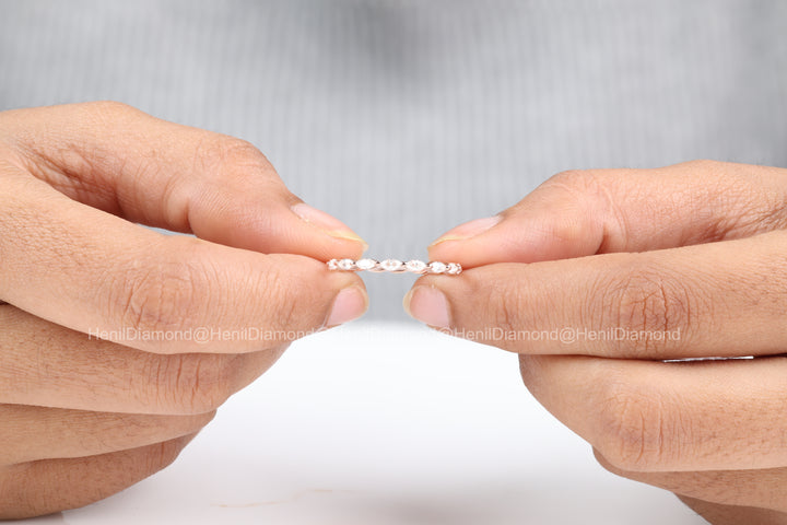 White Diamond Infinity Band, 14k Gold Natural Marquise Diamond Raw Ring, Unique Handmade Vintage Gold Jewelry, Cluster Ring, Gift for Women