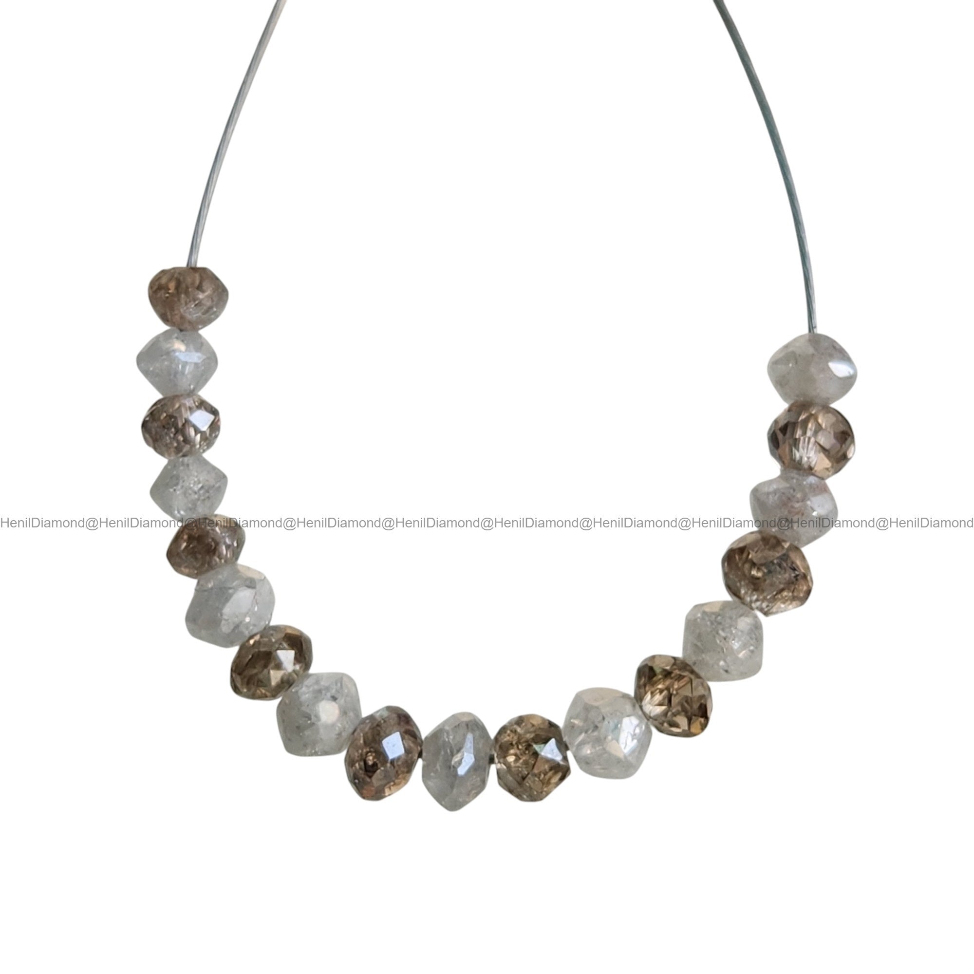 1.02 Ct Lot 1.50 to 2.00 MM Natural White Brown Color Polished Round Loose Diamonds Beads wt Drilled Hole for Necklace