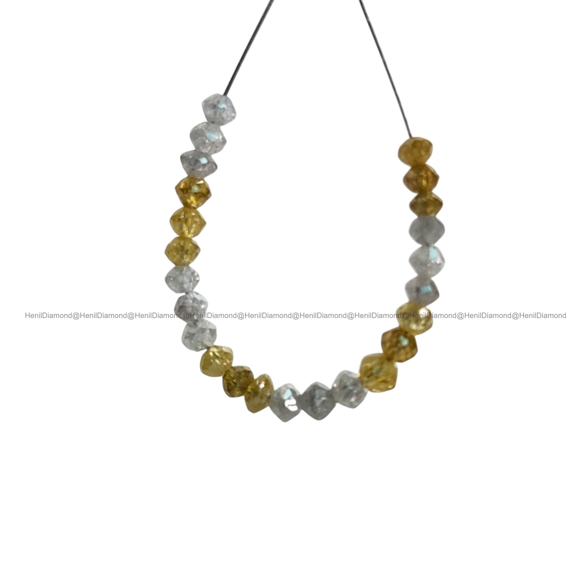 1.02 Ct Lot 1.50 to 2.00 MM Natural White Yellow Polished Round Loose Diamonds Beads wt Drilled Hole for String