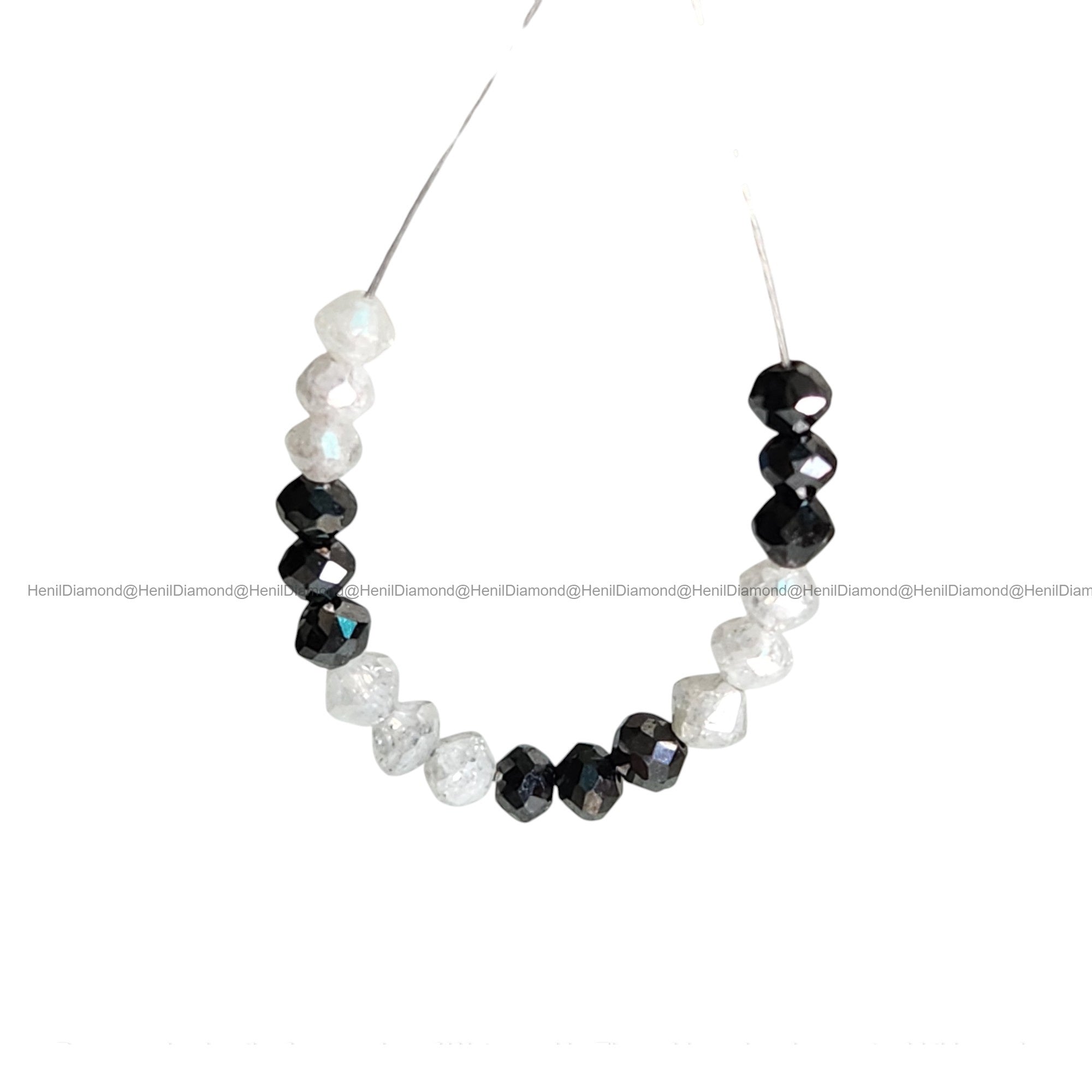 1.03 Ct Lot 1.50 to 2.00 MM Natural White Black Color Polished Round Loose Diamonds Beads wt Drilled Hole for Making Jewelry