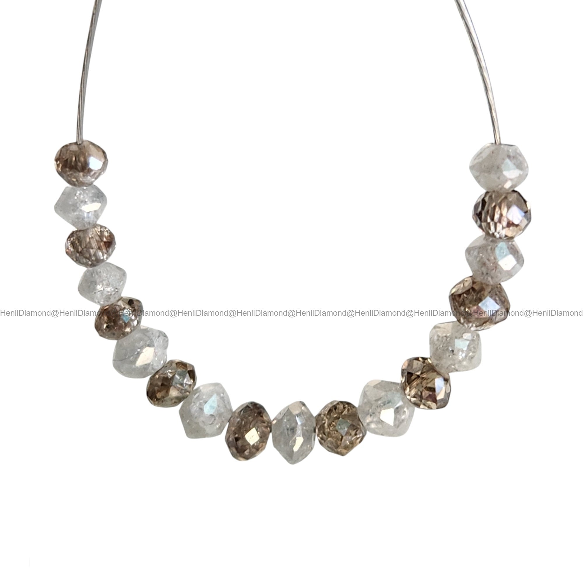 1.02 Ct Lot 1.50 to 2.00 MM Natural White Brown Color Polished Round Loose Diamonds Beads wt Drilled Hole for Necklace