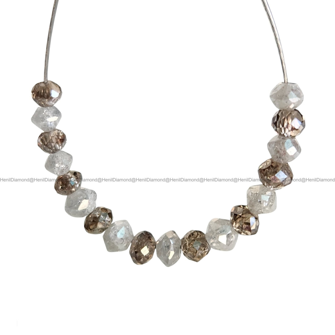 1.02 Ct Lot 1.50 to 2.00 MM Natural White Brown Color Polished Round Loose Diamonds Beads wt Drilled Hole for Necklace