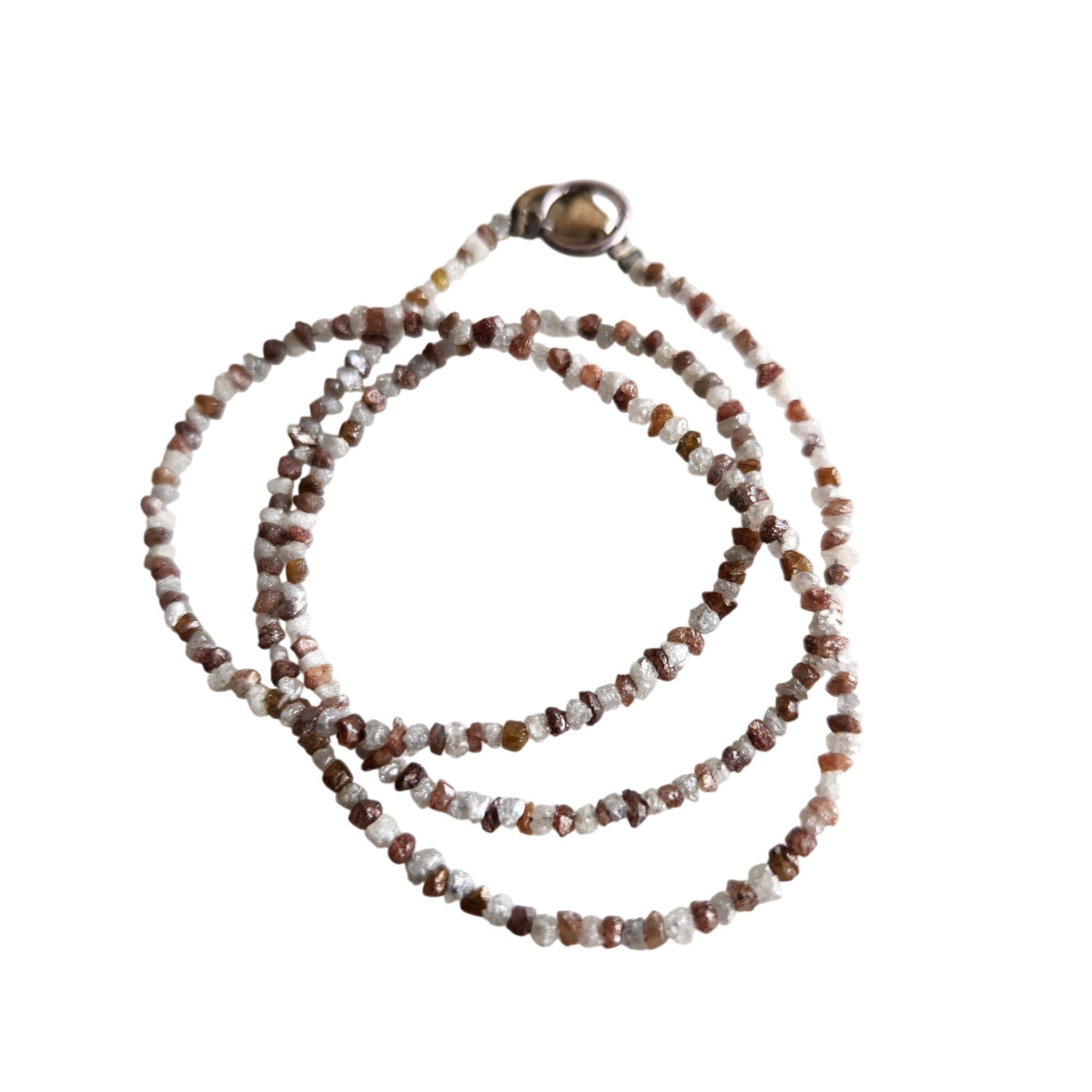 Raw Diamond Beads 16" Strand Necklace, Natural White Red Rough Loose Diamond Beads Chain, Gift for Her