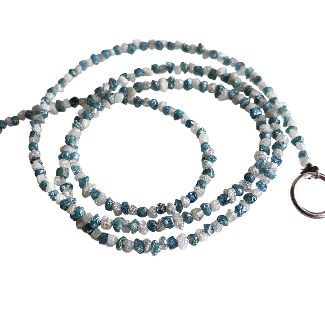 Raw Diamond Beads 16" Strand Necklace, Natural White Blue Rough Loose Diamond Beads Chain, Gift for Her