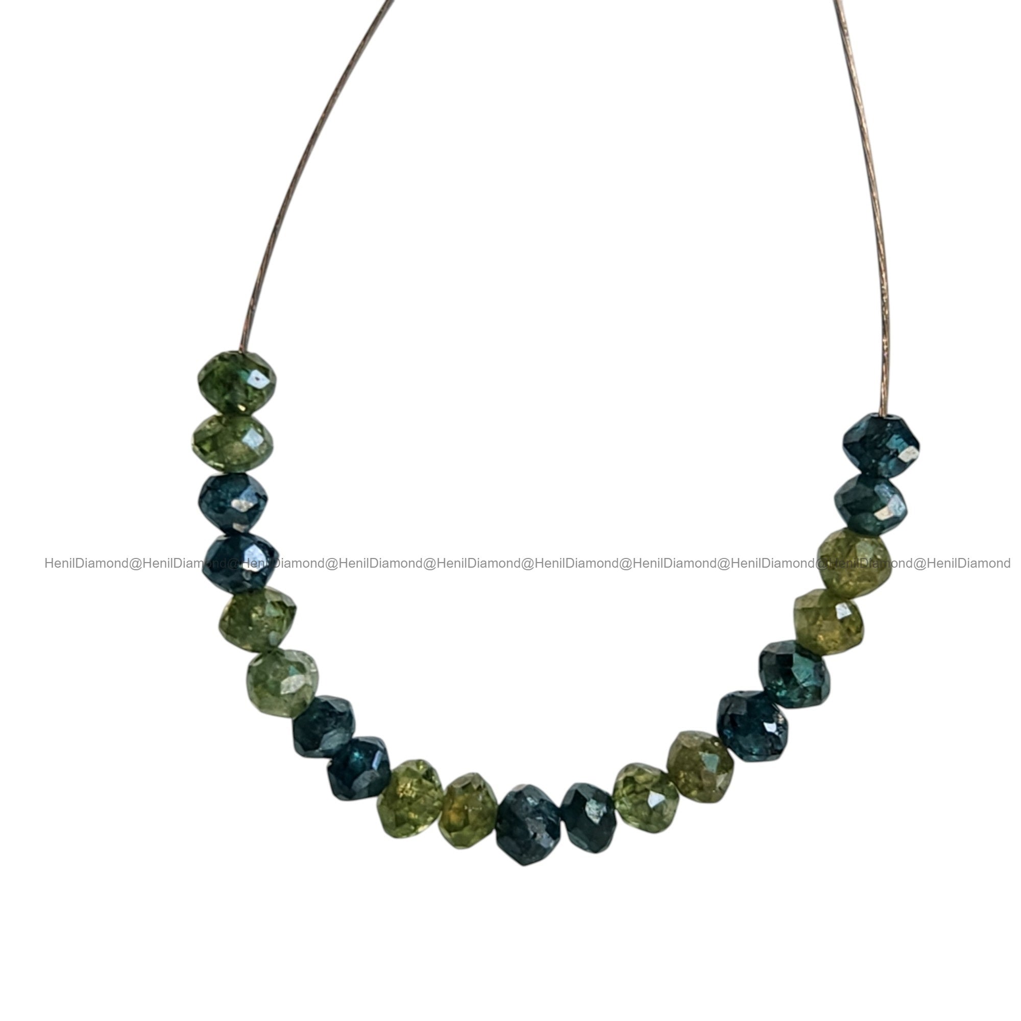 1.05 Ct Lot 1.50 to 2.00 MM Natural Green Blue Polished Round Loose Diamonds Beads wt Drilled Hole for Necklace