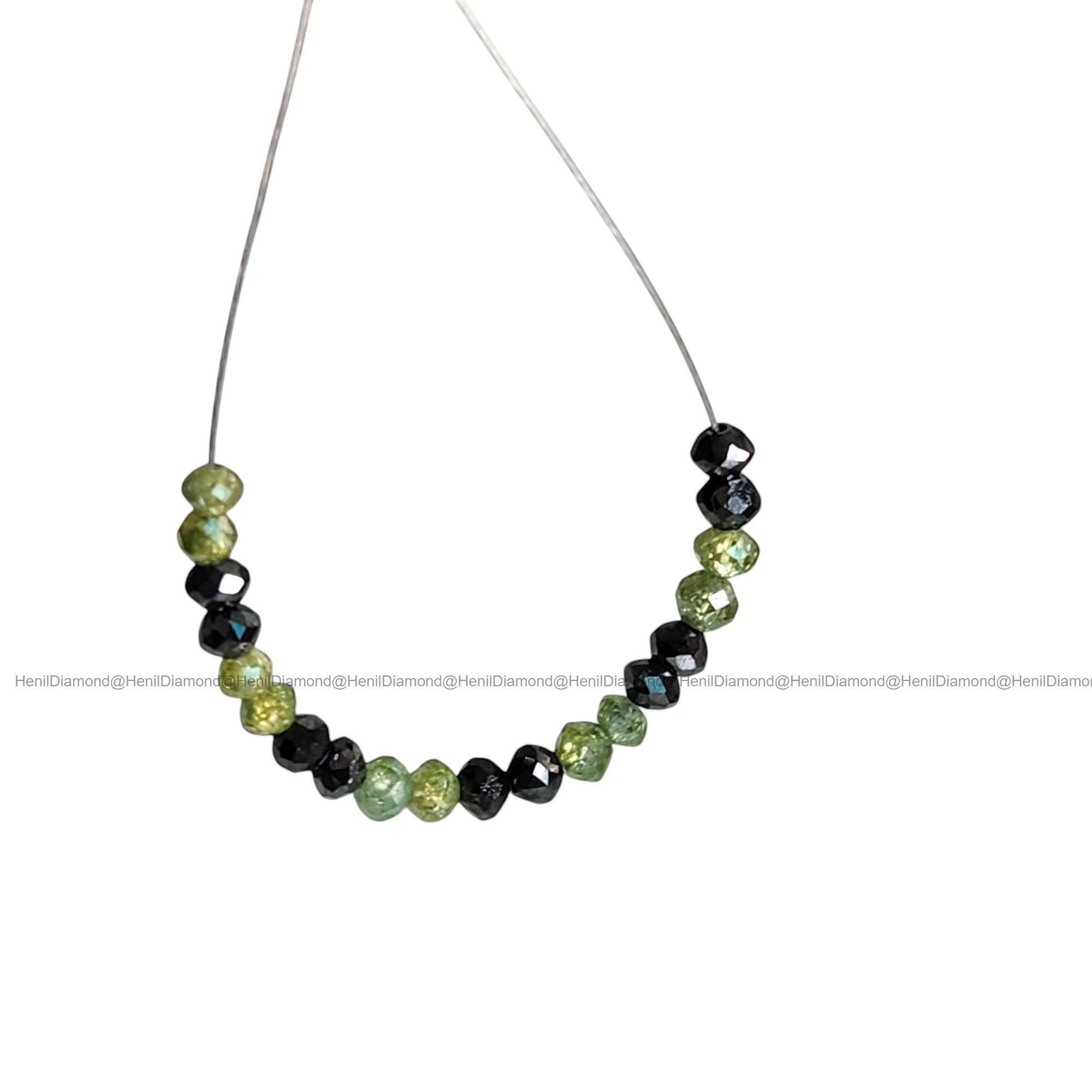 1.04 Ct Lot 1.50 to 2.00 MM Natural Green Black Polished Round Loose Diamonds Beads wt Drilled Hole for Bracelet