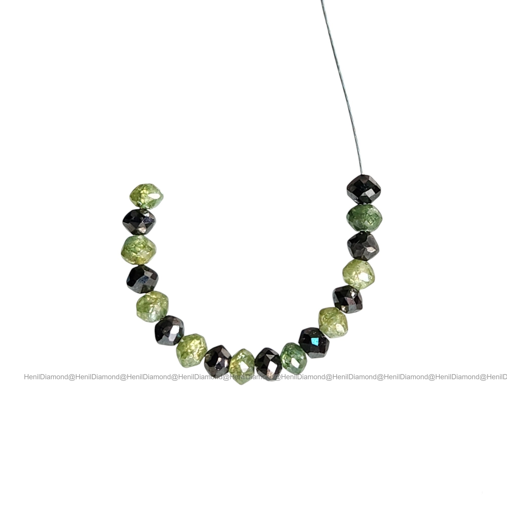 1.04 Ct Lot 1.50 to 2.00 MM Natural Green Black Polished Round Loose Diamonds Beads wt Drilled Hole for Making Jewelry
